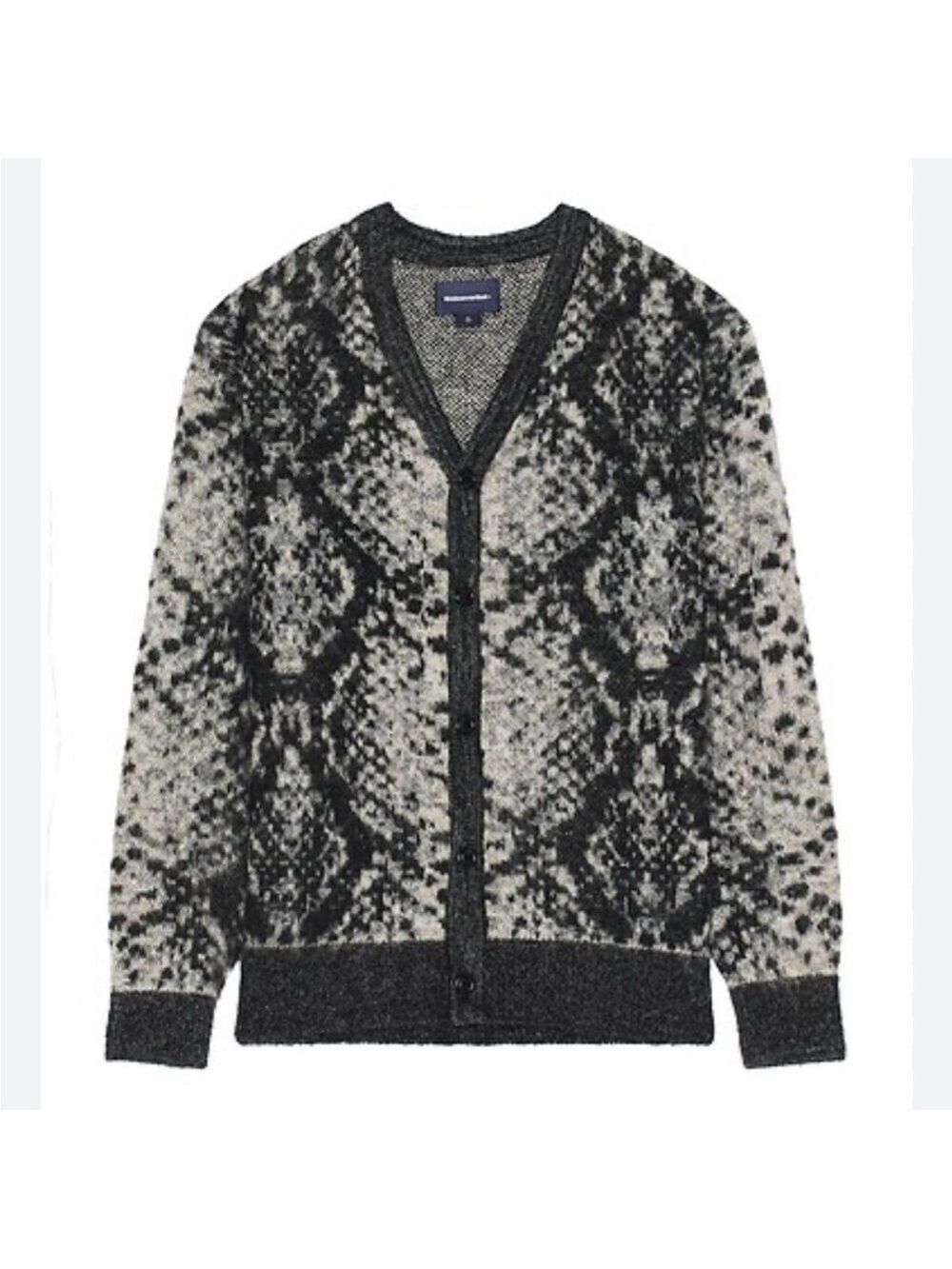 Python  Print Black & White V- neck Button Front Cardigan Womens sz